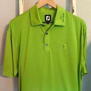 FootJoy Celtic Men's Green Striped Short Sleeve Polo Golf Shirt Size L